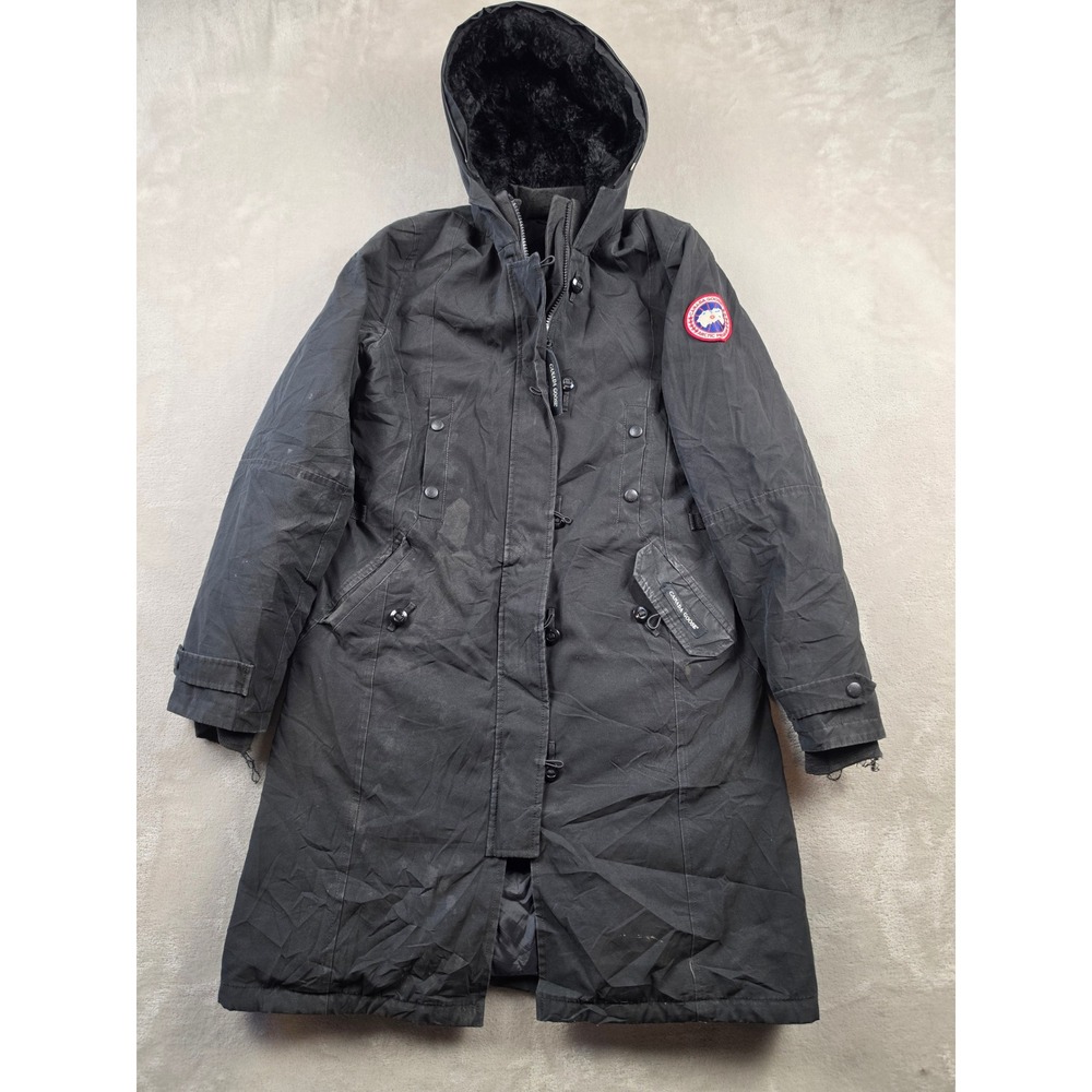 Canada Goose Down Parka Jacket Womens S Black Kensington Hood Coat 2506L *Read
